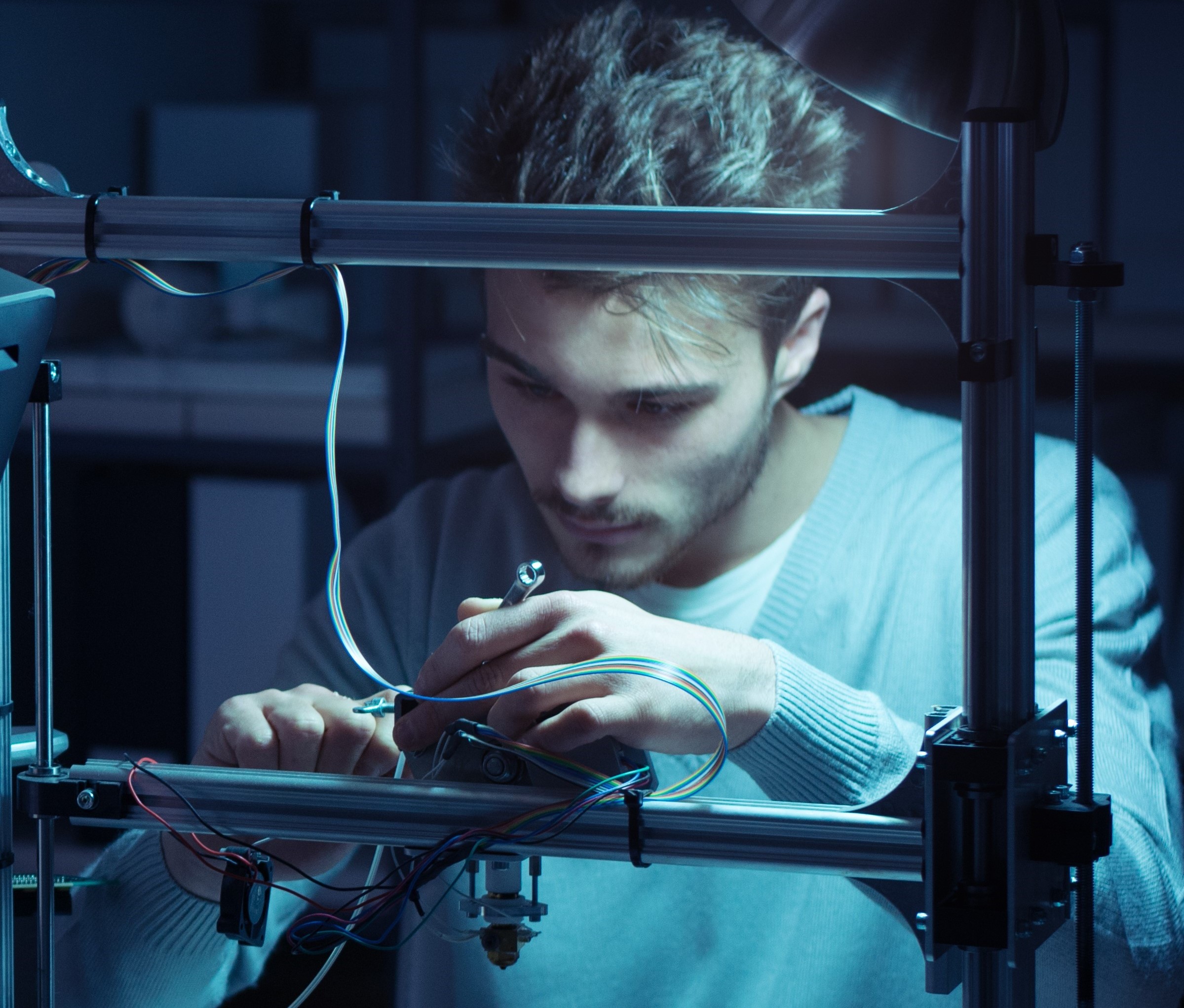 Engineering team working in the lab